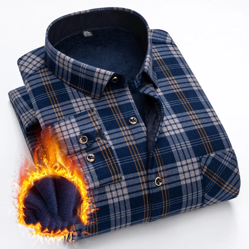 Mens Clothing Casual Shirt Male Winter Blouse Men's Streetwear Spring Autumn Streetdress Popular Thick Hombre Fashion Shirt