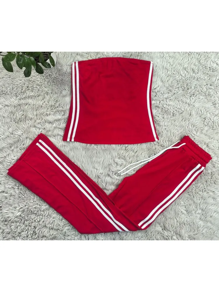 Set da donna da 2 pezzi 2025 Estate Autunno Splicing Pullover Suit Top e pantaloni Abiti Set da due pezzi Tuta abbinata