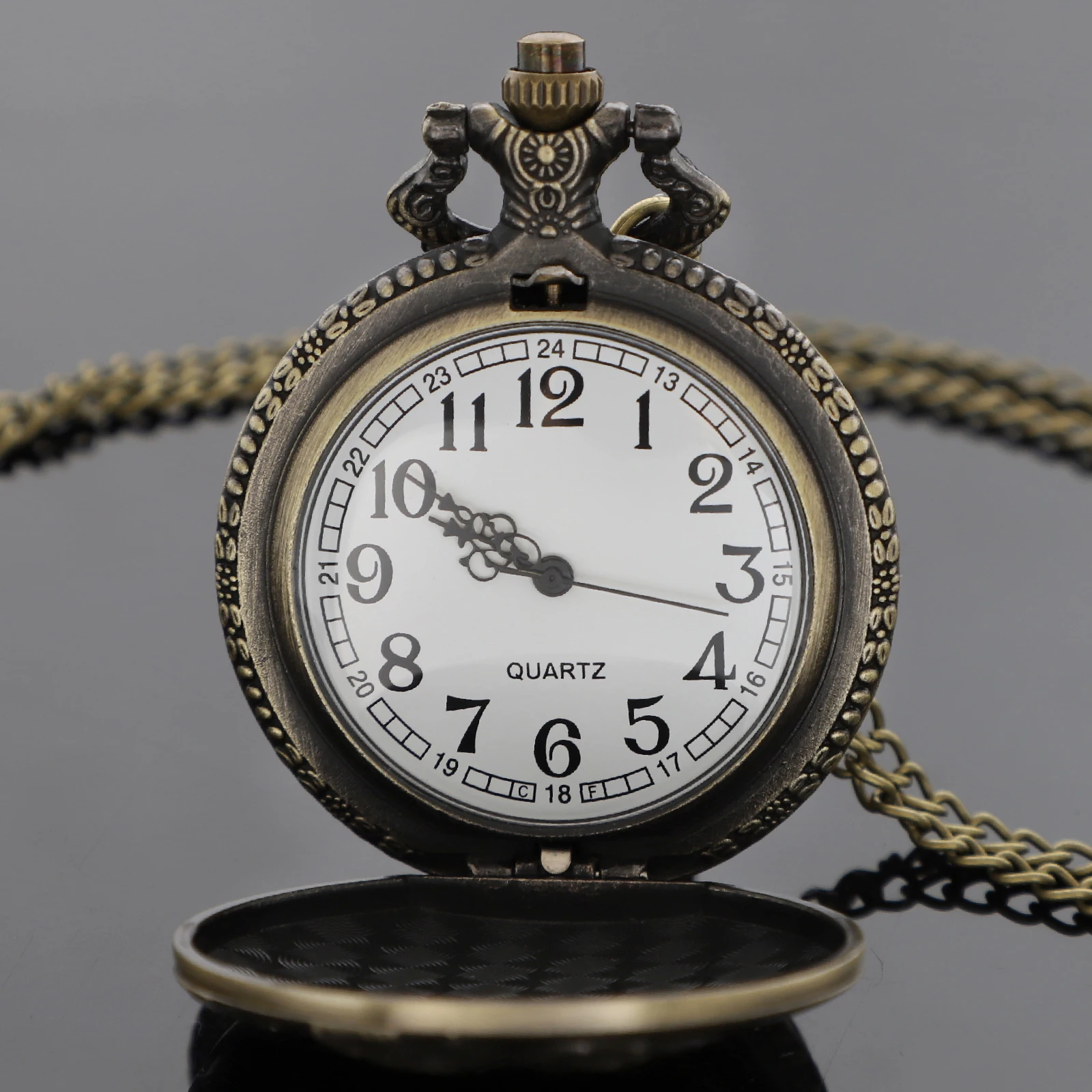 Horses Carved Quartz Pocket Watch Necklace Timing Pendant Steampunk  Woman Man Watch Souvenirs Gifts