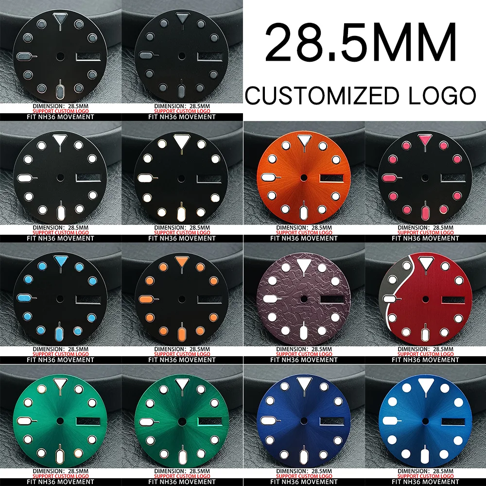 

Циферблат часов с двойным календарем диаметром 28,5 мм, зеленый светящийся для аксессуаров для механизмов NH36