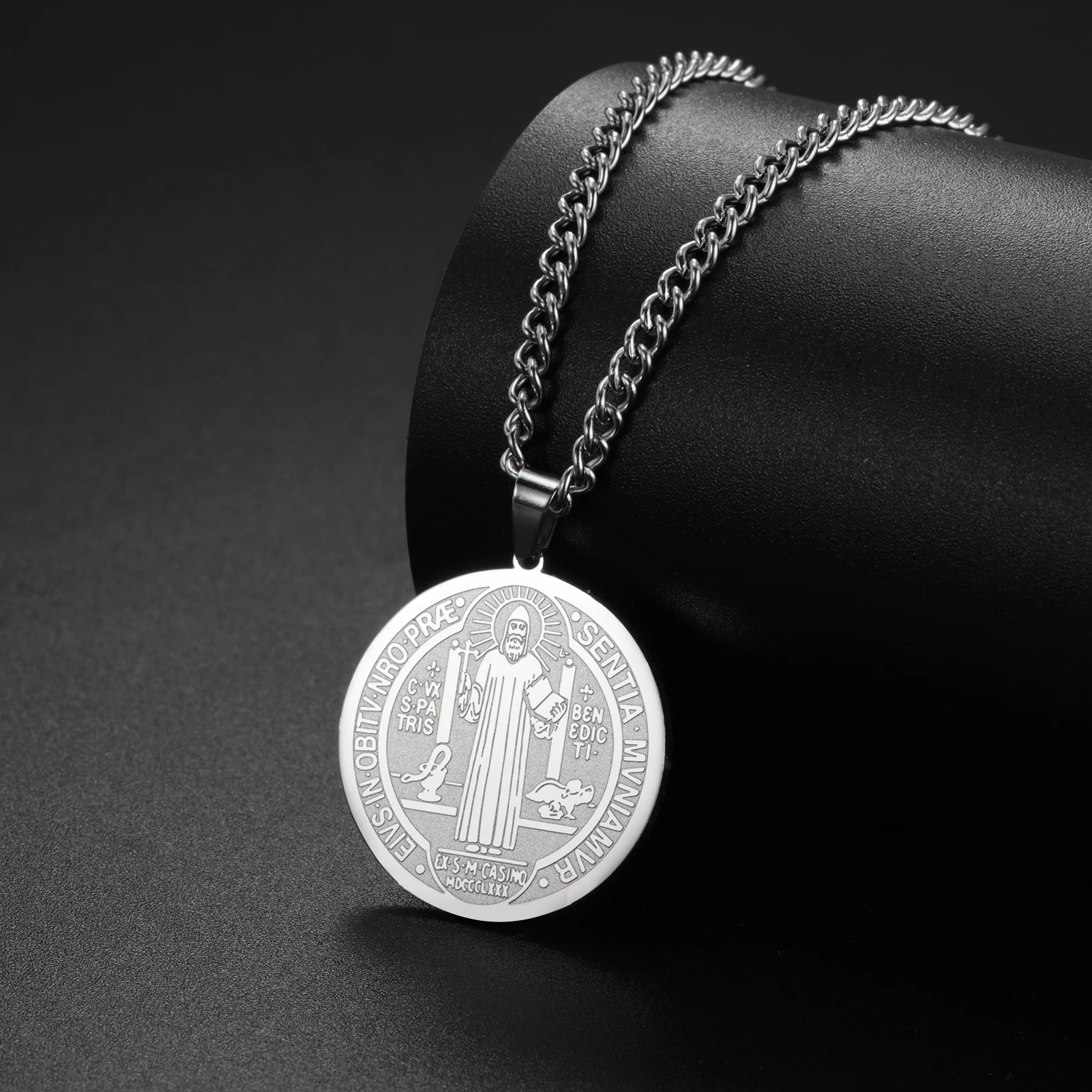COOLTIME قلادة ميدالية القديس بنديكت من الفولاذ المقاوم للصدأ قلادة قلادة كاثوليكية قلادة قلادة خمر سان بينيتو تميمة هدية المجوهرات #2