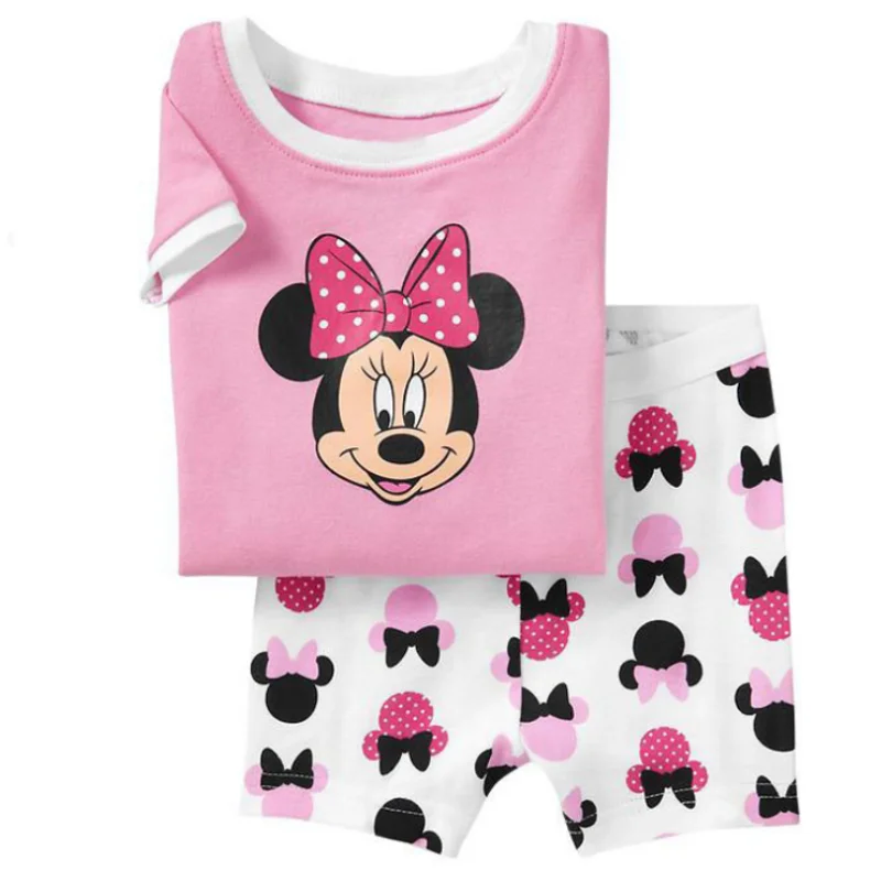 Hot Short sleeved Pajama and pajama suit Minnie Anniversary kids Sleepwear Cotton Nightwear Clothes Pajamas Sets Gift