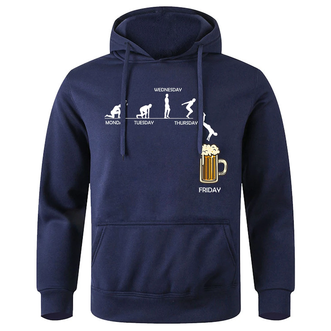 Jumping Into The Beer Friday Printing Men Hoody Winter Warm Fleece Sportswear Casual Fashion New Hoodie Basic All Match Hoodies