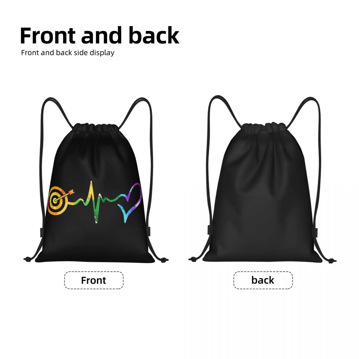 Archery Heartbeat Drawstring Backpack Sports Gym Bag for Women Men Archer Bow Hunting Sport Training Sackpack