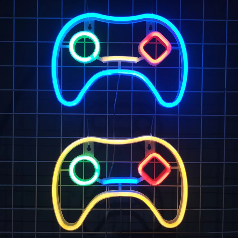 LED Game Neon Signs Light Gamepad Shape Decor Lamp Gaming Room Wall Bedroom Party Internet Cafe Shop Gift Birthday