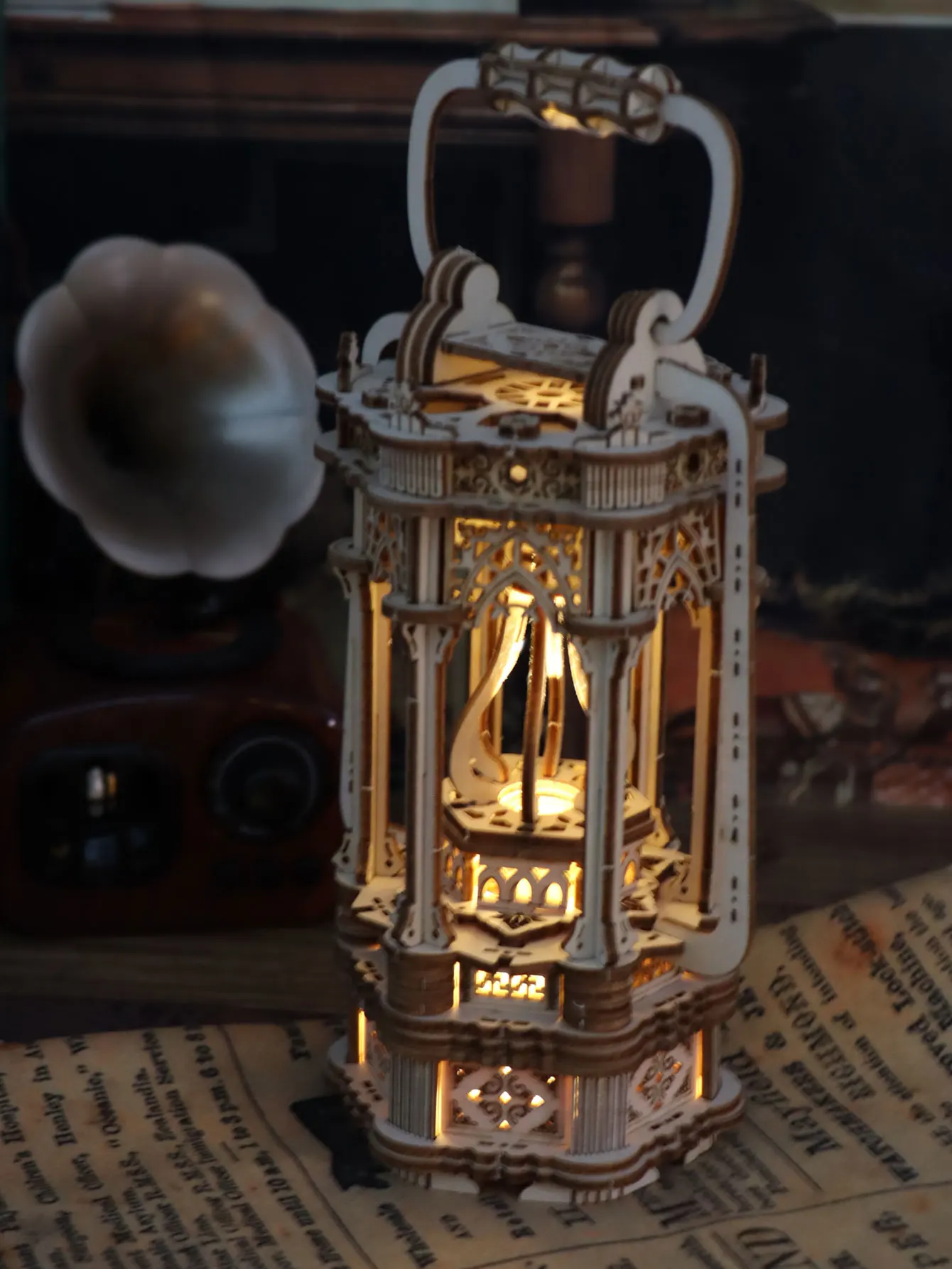 Drewniane puzzle 3D dla dorosłych, ręcznie robione zestawy modelarskie DIY, obrotowy lampion w stylu vintage, zajęcie manualne, dekoracja na biurko, prezent urodzinowy lub