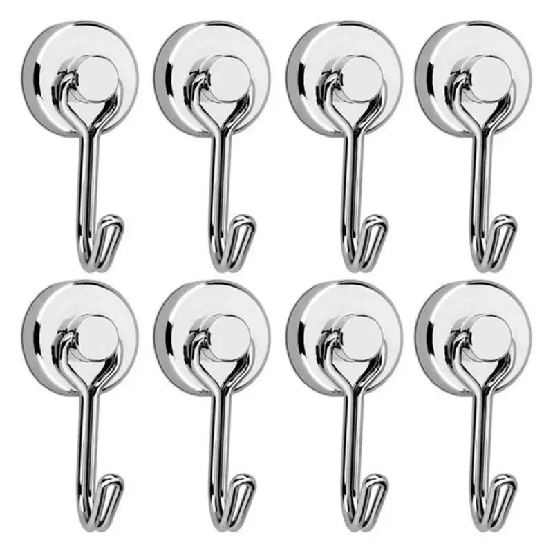 1-8PC Heavy Duty Magnetic Hook Strong Neodymium Magnets Hooks For Refrigerator Grill Key Towel Holder Kitchen Home Accessories