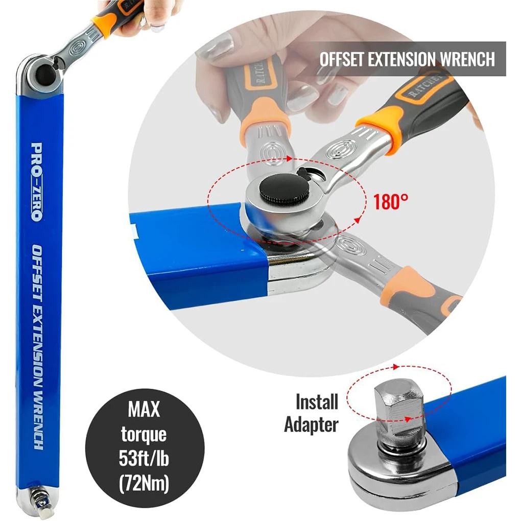 Professional Zero Offset Extension Wrench 2024 Tight Space Extension Tool 1/2 in. 1/4 in. 3/8 in. Auto Repair Tool Home Tool Set