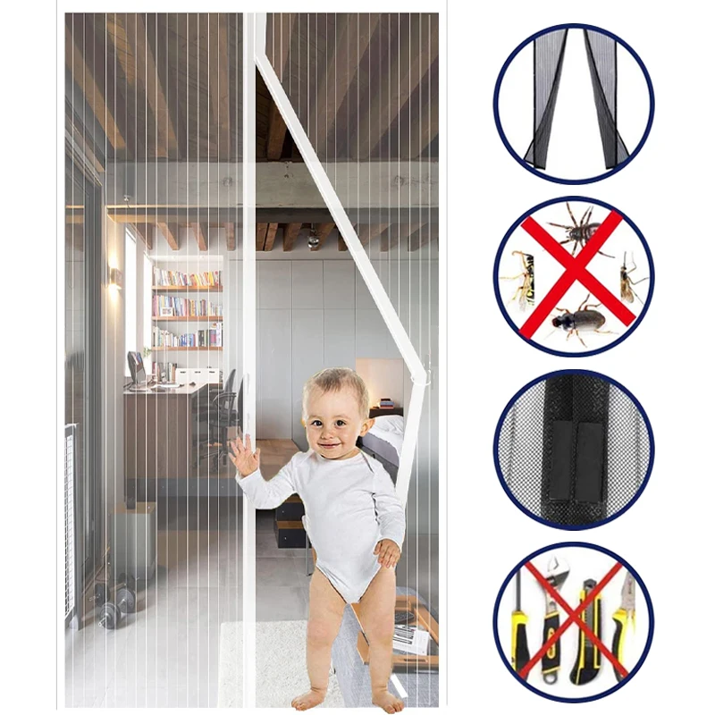 8 Sizes Door Screen Kitchen Curtain Summer Anti Mosquito Insect Fly Bug Curtains Magnetic Net Automatic Closing Dropshipping