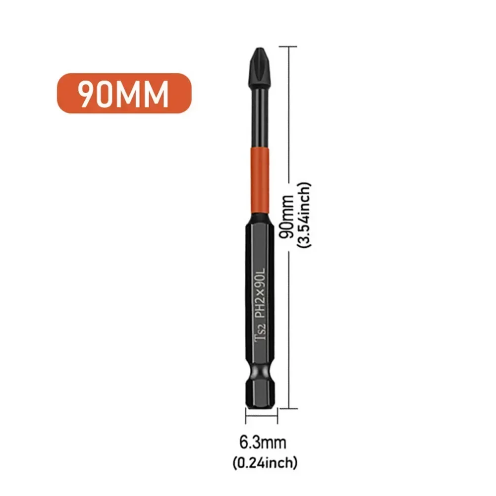 6PCS PH2 Screwdriver Bit Set 25-150mm 1/4" Hex Shank Phillips Magnetic Batch Head Screwdriver Drill Bits