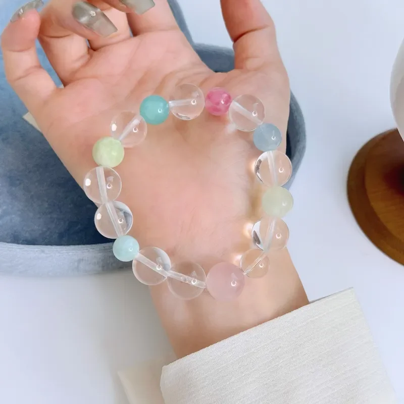 Natural white crystal clear Duobao crystal bracelet, white gift for girlfriend confession gift, bracelet jewelry wholesale
