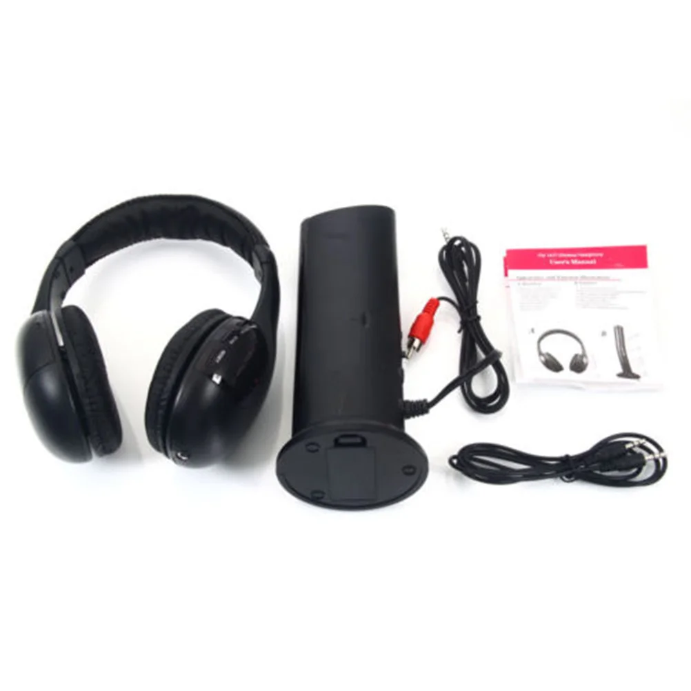 

3Pcs Wireless Headset -2001 Multifunction Stereo Headphones Black Fm Radio Transmitter 20M Range 35Mm Audio Pc Mobile