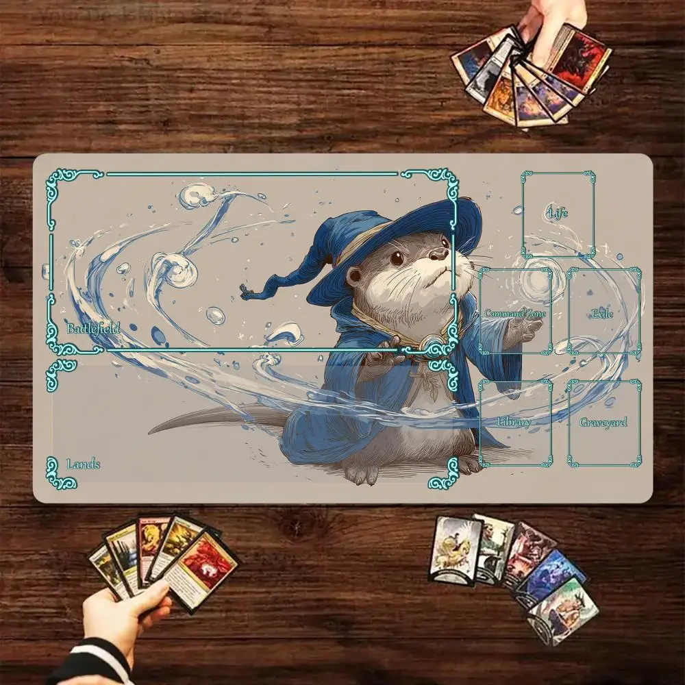 

Magic Card Playmat with zone Kawaii Otter Magician MTG playmat gathering gaming mats Desk Mat Commander Battle playmat magic rug