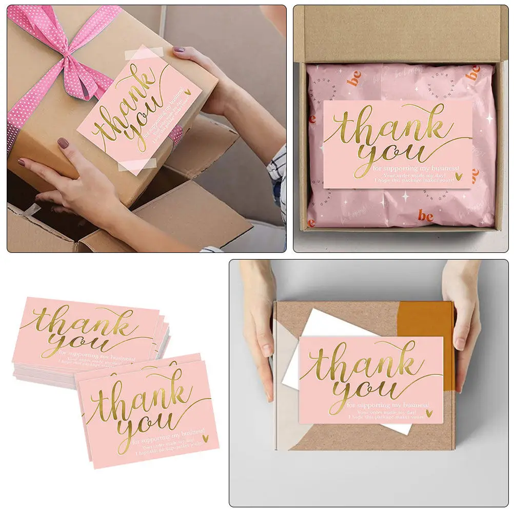

50Pcs Premium Thank You Cards Small Business Sophisticated Gratitude Notes Blank Back Appreciation Store Promotions