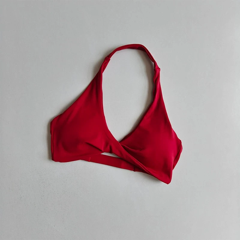 Sexy Neckband-BH, Neckholder-BH, Twist-Yoga-BH, Damen-Sport-BH, V-Ausschnitt, offener Rücken, gepolstertes Fitness-Top, Gym-Pilates-Top – Detail 6