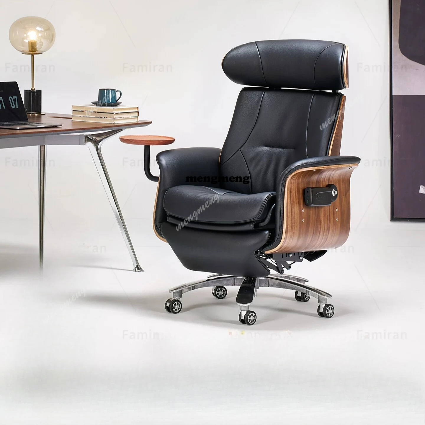 

Electric office recliner leather home computer chair sedentary office massage waist back boss chair