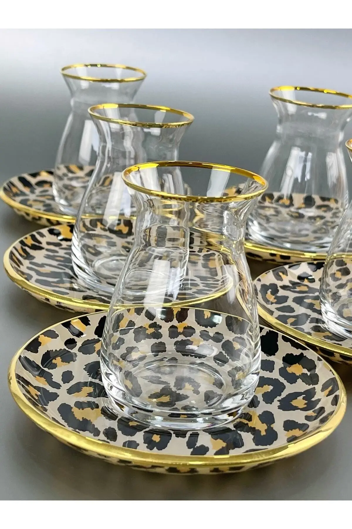 

DOLBOVI Nıhavent Leopard 6'lı Glass Cay Bardagı Takımı English Tea Glass Cup