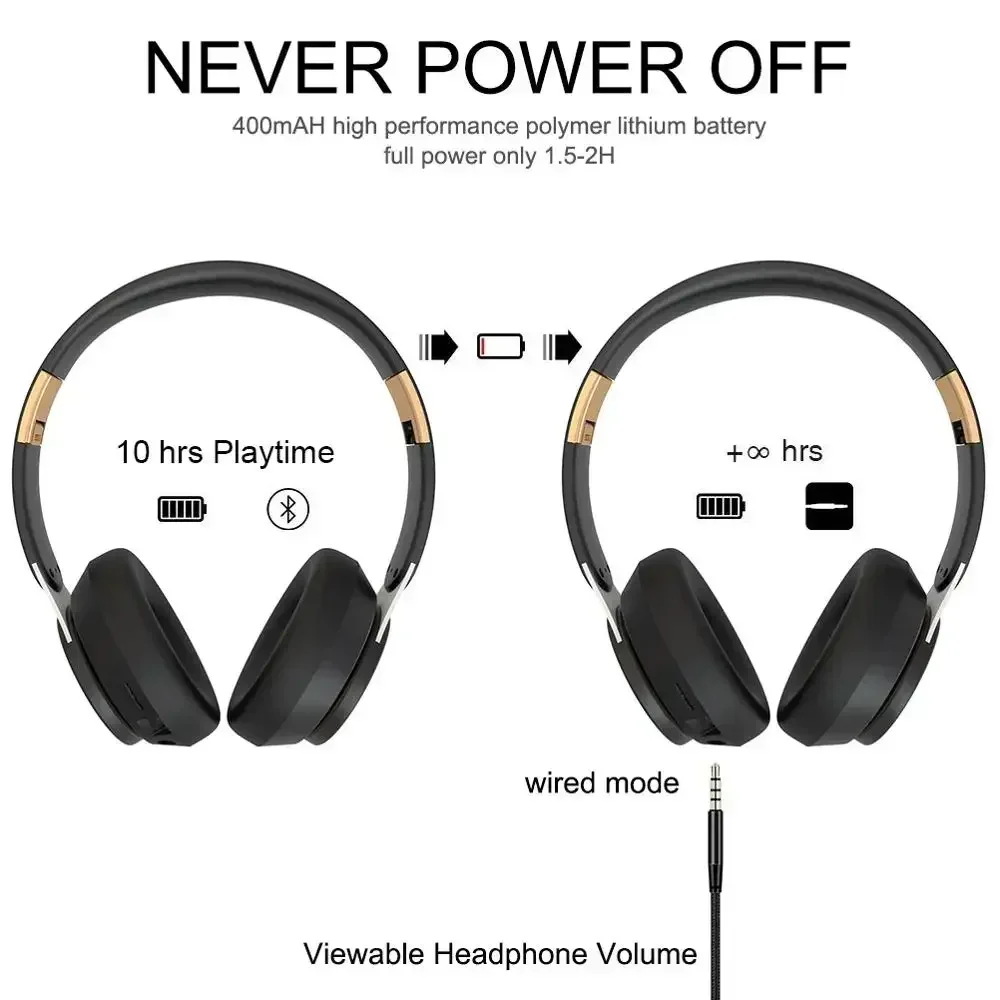 Headphone nirkabel 07S, Earphone Bluetooth + TF Play + 3.5mm AUX 3 mode HIFI Bass berat dapat dilipat dapat disesuaikan