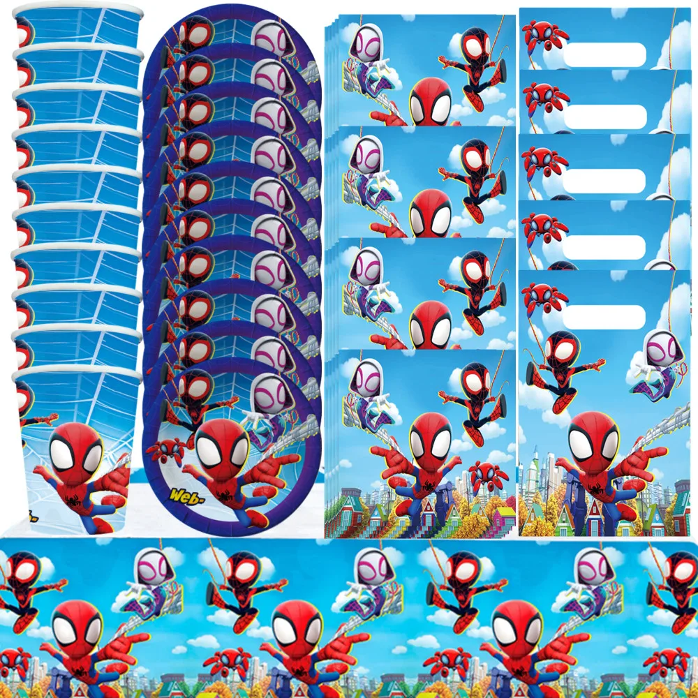 Spidey And His Amazing Friends Disposable Tableware Set Birthday Decoration Kids Baby Shower Superhero Spiderman Party Supplies