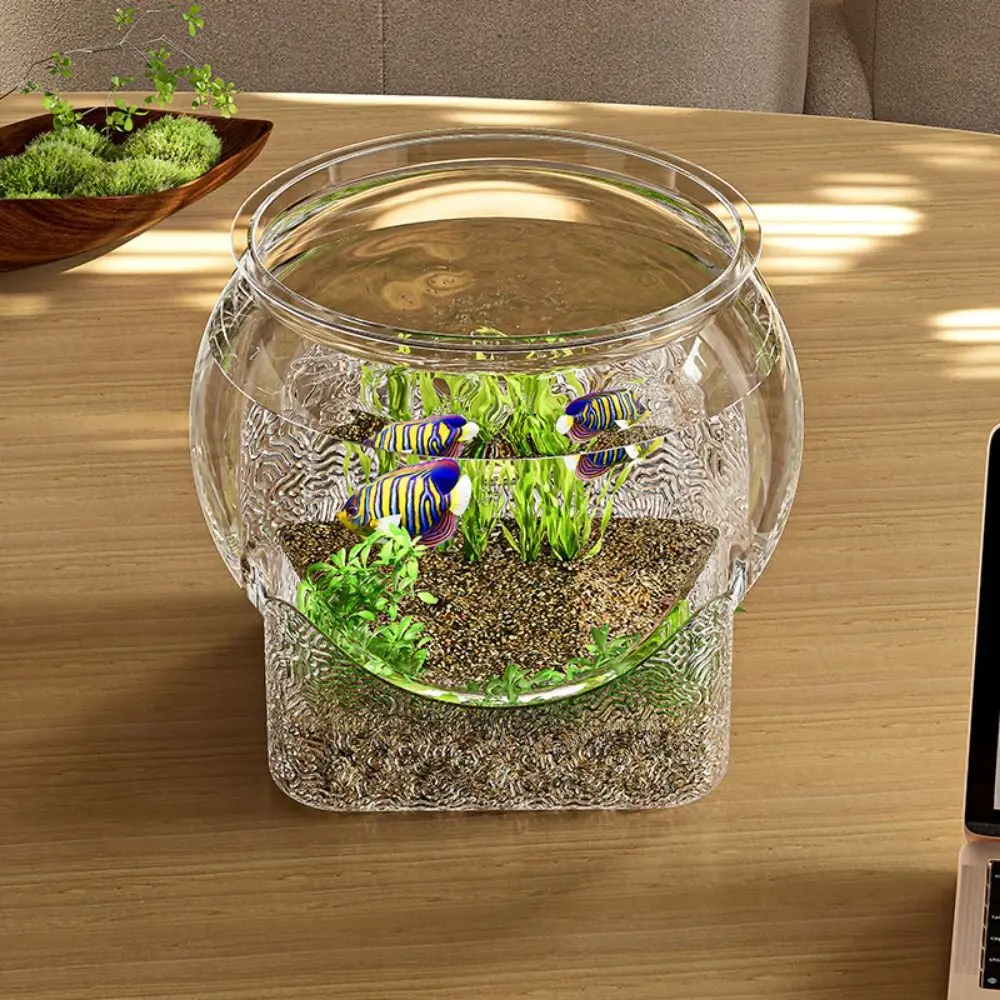 Ultra Clear Round Fish Bowl Plastic Removable Desktop Fish Tank Decorative Goldfish Bowl Desktop Small Aquarium