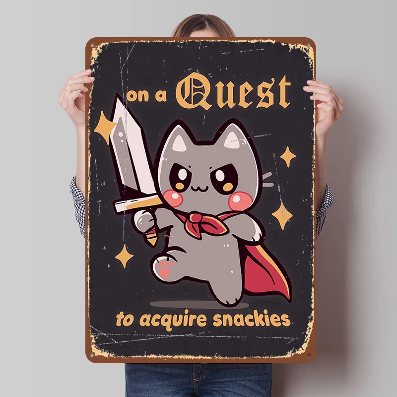 Auf der Suche nach Snackies: Blechschild-Poster, personalisierte Wandkunst, Retro-Vintage-Metallschilder für Raum, Zuhause und gemütliche Dekoration