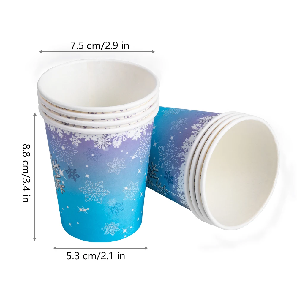 Vajilla Desechable Frozen 61 Piezas: 20 Platos, Vasos Y Servilletas + Mantel, Fiesta Temática De Copos De Nieve