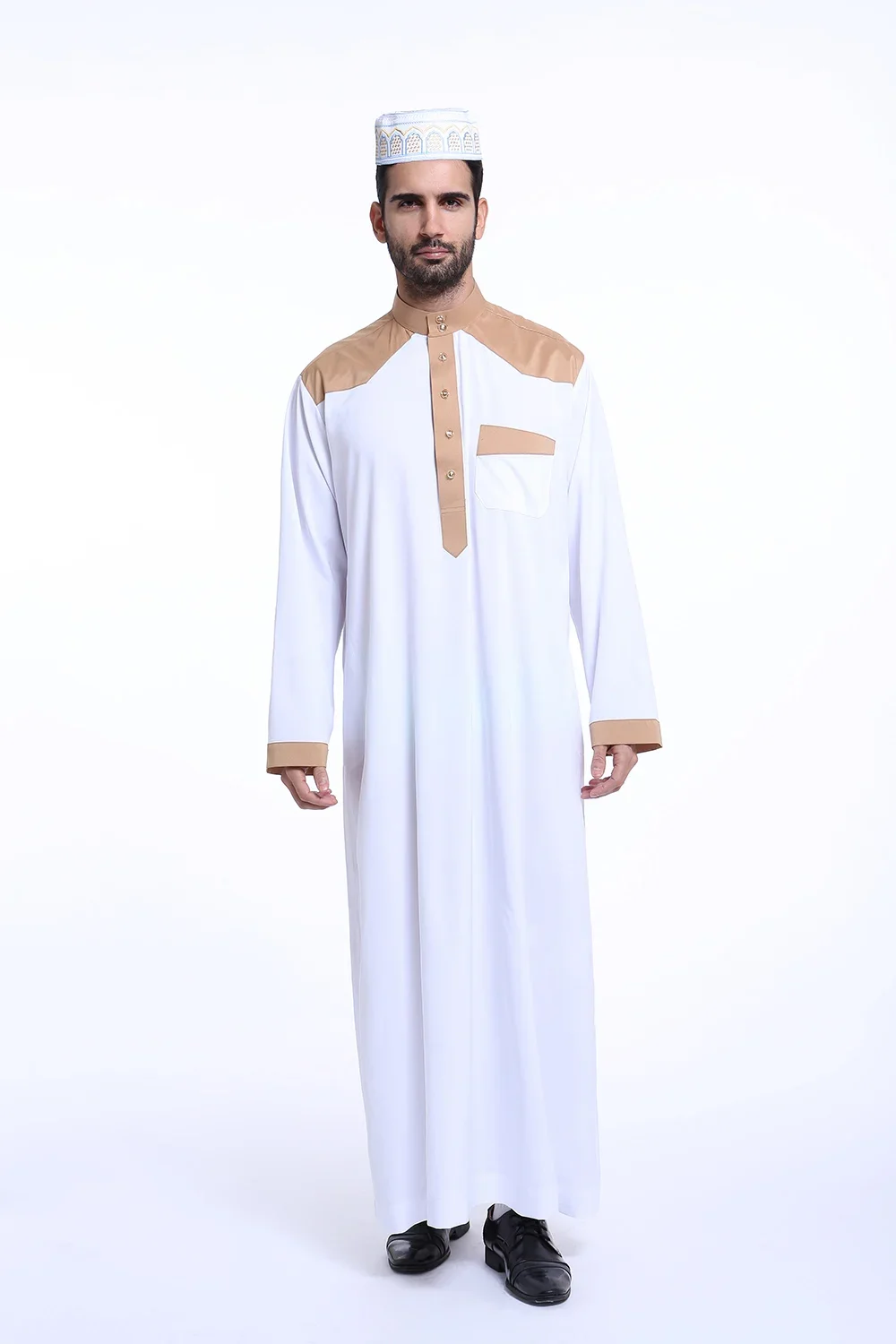 Saudi Arabische Mannen Jubba Thobe Moslim Lange Mouw Gewaad Thoub Eid Ramadan Dishdasha Traditionele Kleding Islamitische Gebed Abaya Jurk