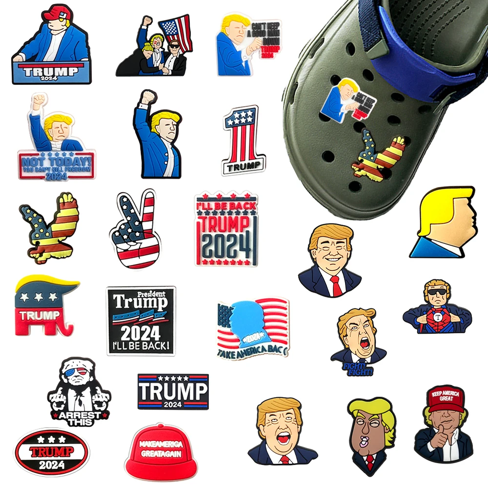 23pcs Creativity United States President Cartoon PVC Shoes Charms Accessories DIY Detachable Waterproof Party Decoration Gifts
