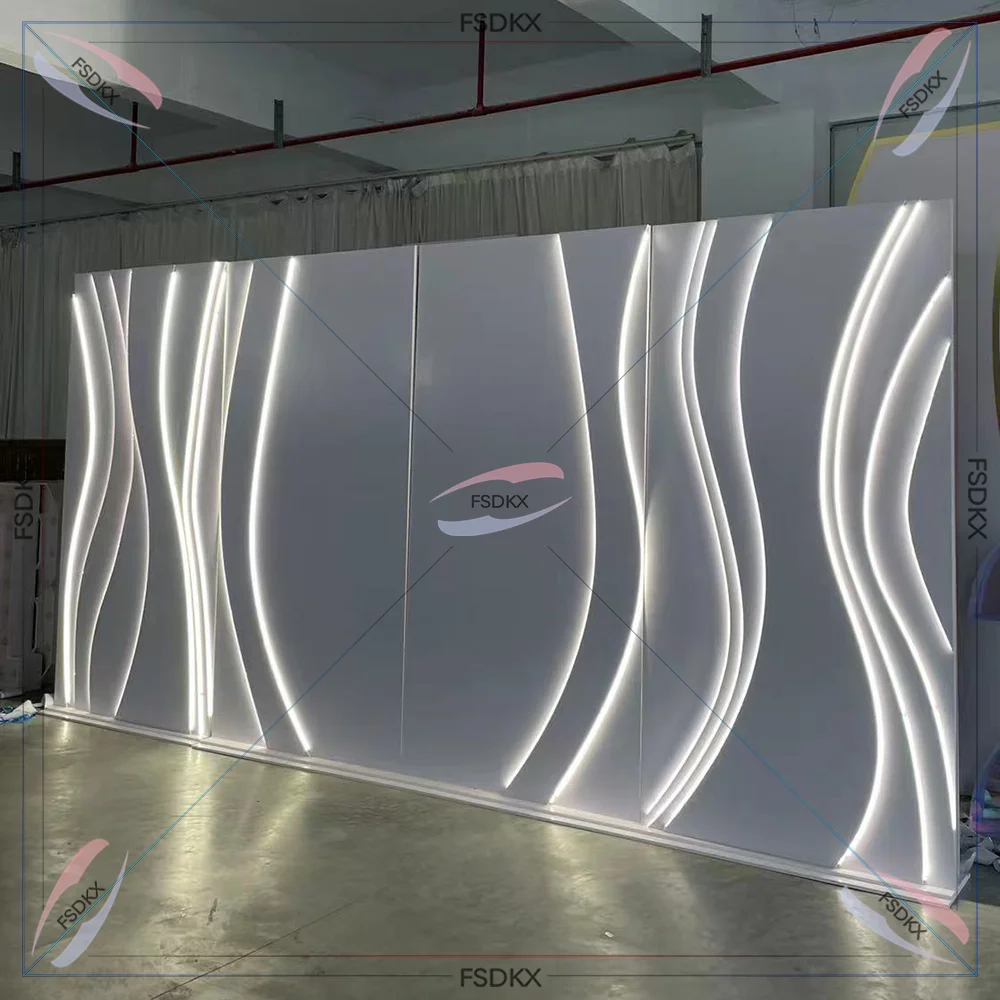 

Luxury Modern Acrylic Panel Led Backdrop Display Stage Back Drop Wall For Wedding Decorations
