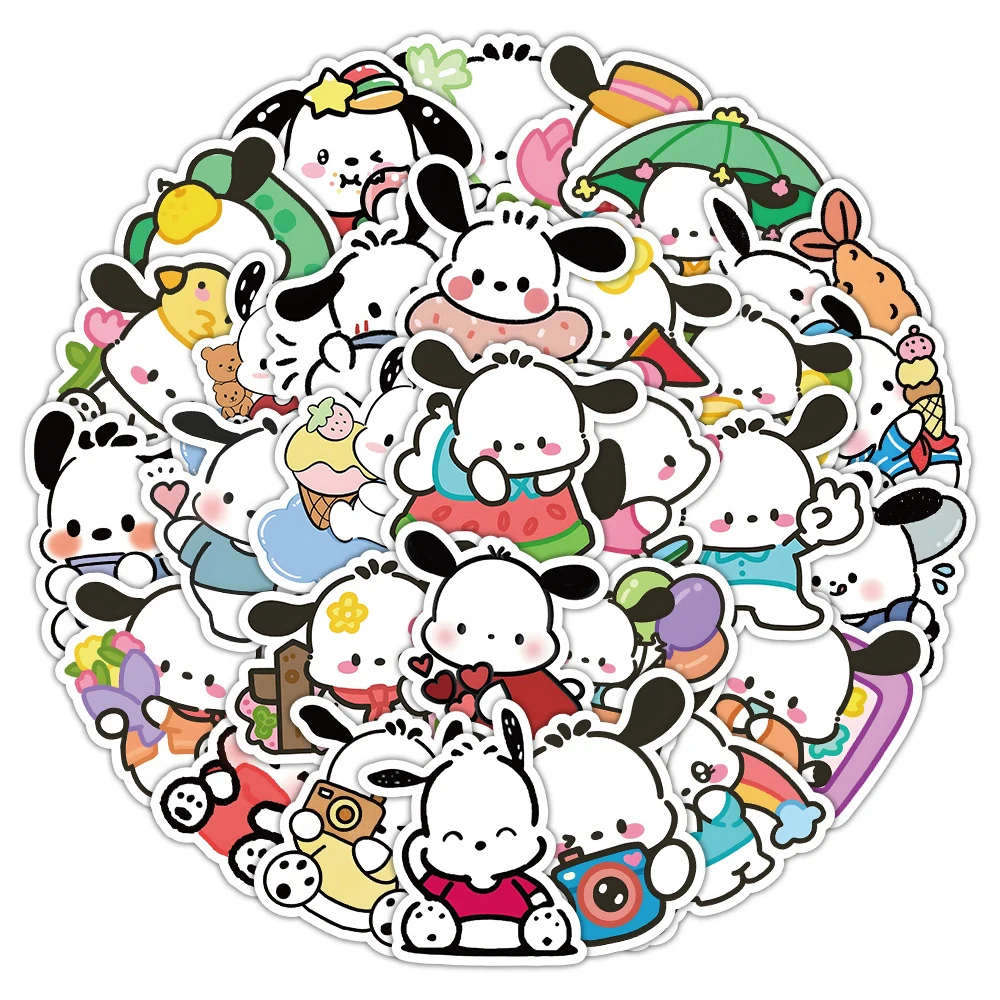 

10/30/50 шт., мультяшные наклейки Sanrio Pochacco, забавные детские наклейки, игрушка, скейтборд, альбом для вырезок, телефон, милые граффити, украшения, наклейки