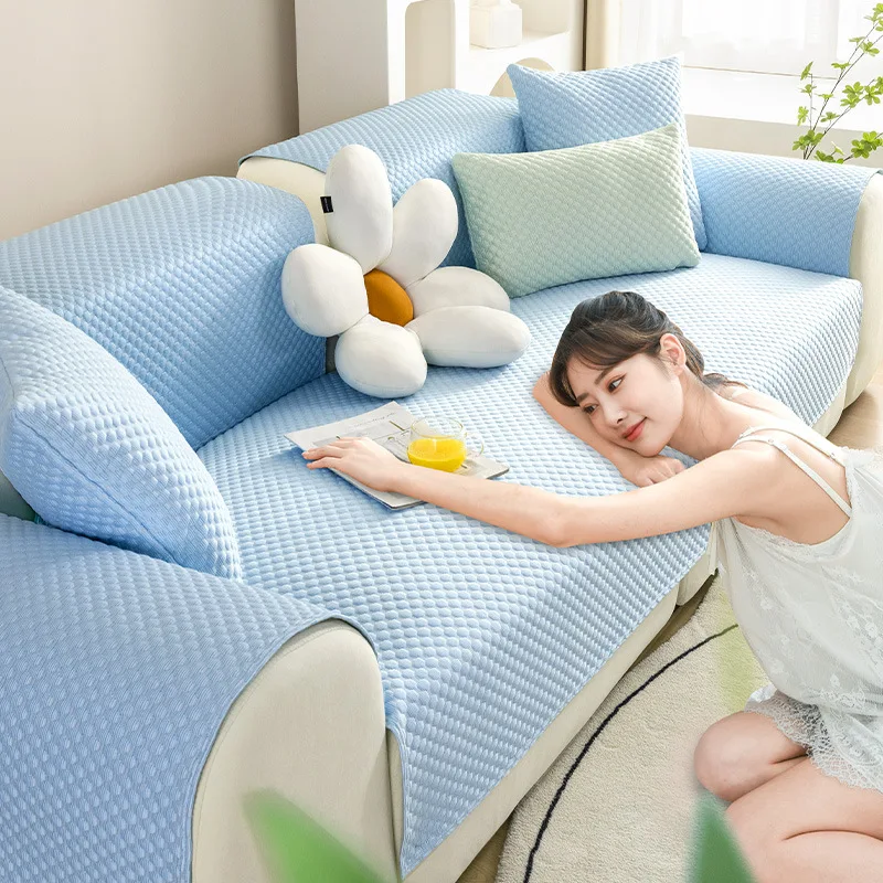 Summer Cool Sofa Cover Technology Ice Silk Sofa Cushion Simple Living Room Sofa Seat Cushion Non-Slip Sofa Cover Cloth Towel