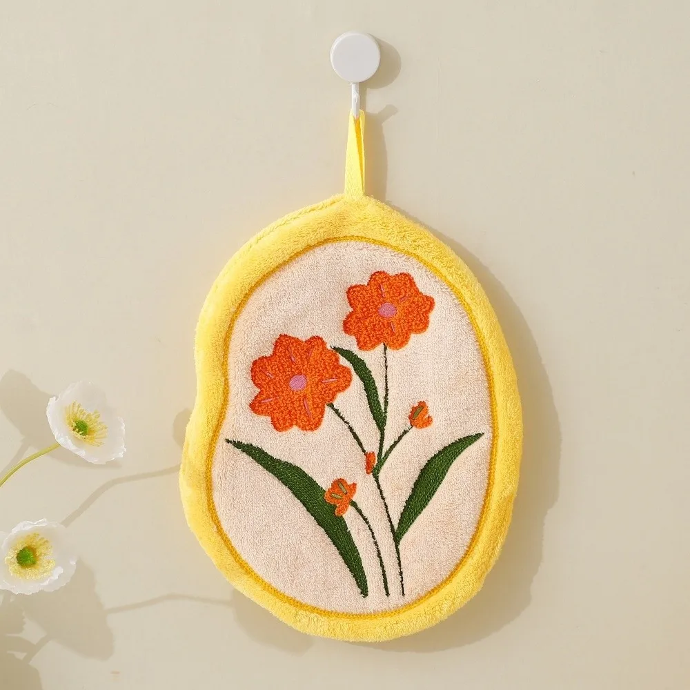 Elegant Tulip Hand Towel Flower Coral Velvet Absorbent Dishcloth Cartoon Soft Cleaning Cloth Bathroom