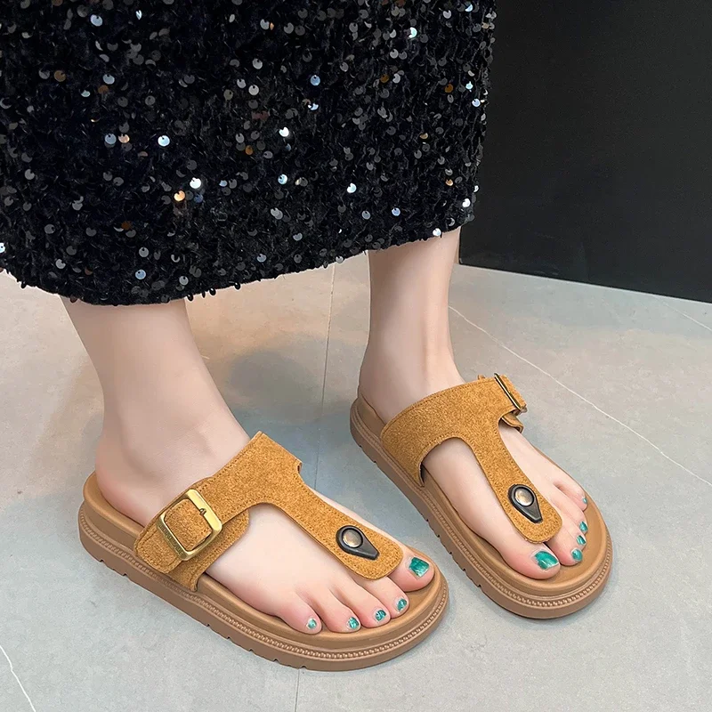 النساء شباشب على الموضة تصميم جديد جولة رئيس سميكة القاع الارتفاع تعزيز الوجه يتخبط قوس دعم لينة وحيد الصنادل المريحة #4