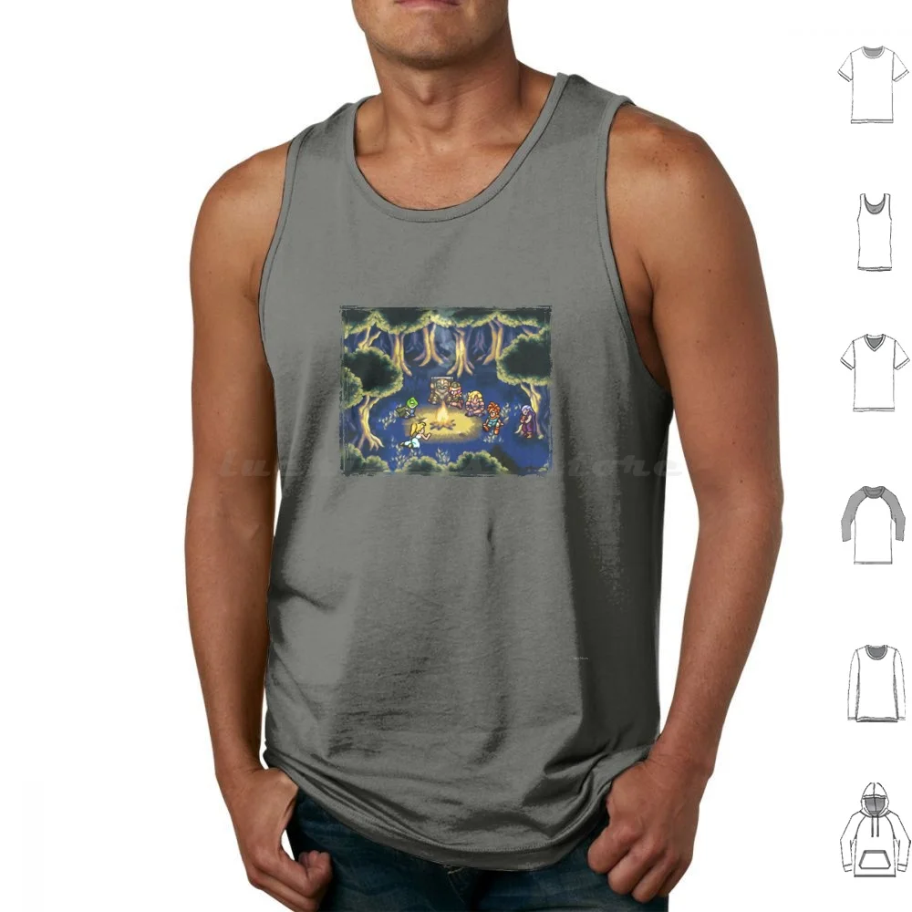 Chrono Trigger Camping escena camisetas sin mangas chaleco sin mangas Chrono Trigger escena de Camping Marle Magus Rana Glen Lucca Robo