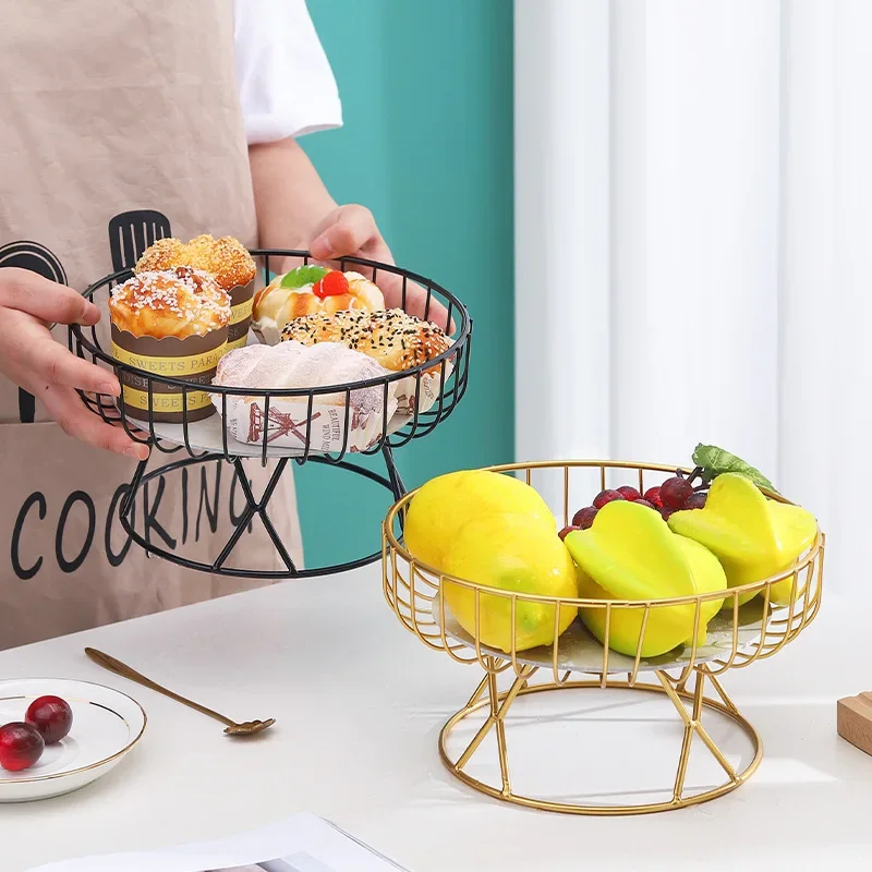 European Luxury Iron Fruit Cake Tray Creative Living Room Home Fruit Basket Snacks Dried Fruit Dessert Stand Snack Tray