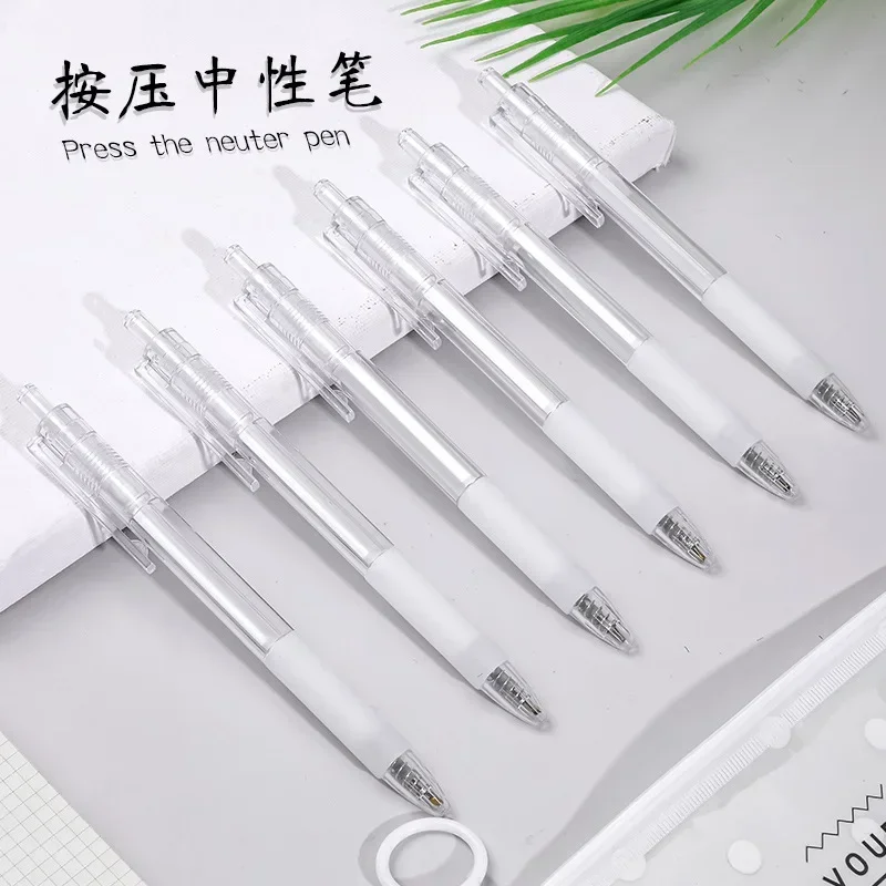 

50PCS Transparent Press Rollerball Pen For Student Exam Press Type Fountain Pen For Office Stationery Black Signature Pen B