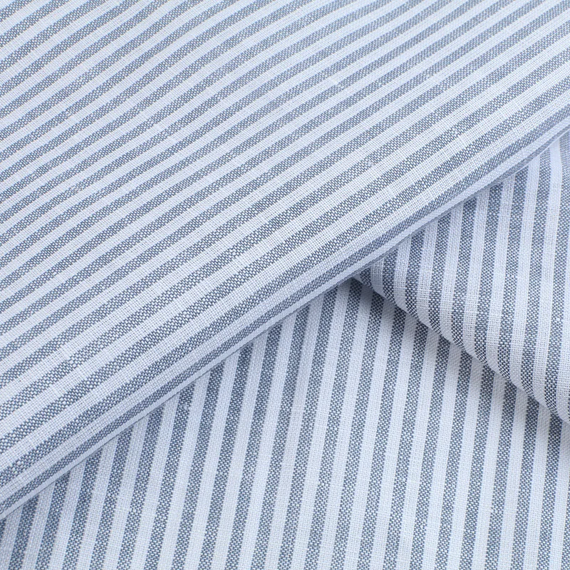 Woven organic 55%linen 45% cotton stripe linen fabric plaid field grid fabric for summer shirt fabric Pants fabric