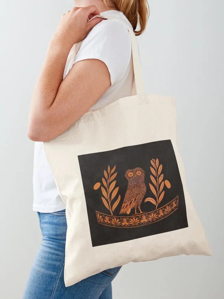 Attic Red-Figure Kalpis Owl Athena Olive Tote Bag women bag Customizable tote bag Canvas Tote