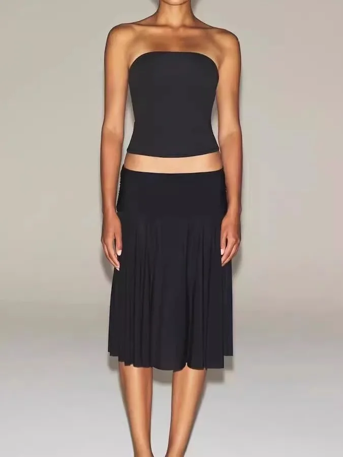 

Юбка миди с высокой талией для женщин, длина до колена, повседневный стиль, плиссированный дизайн, для делового и городского стиля, на каждый день и для особых случаев