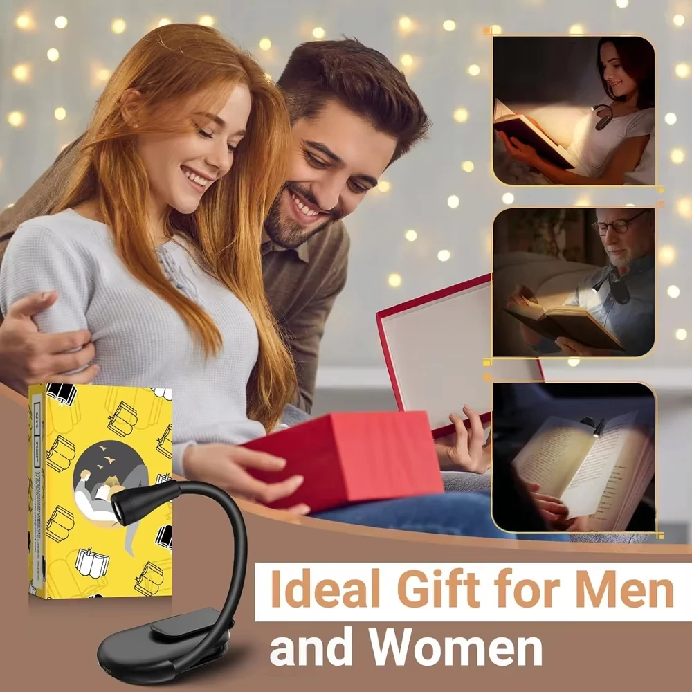 Mini LED Book Light 3-in-1 Color Eye Protection Rechargeable 360° Flip Adjustable Clip Study Lamp for Travel Bedroom Reading