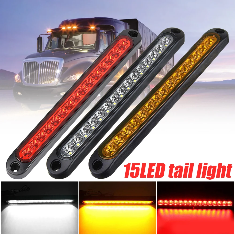 

Universal 15LED Car Light Bar 12V Red Third Brake Light Rear Light Signal Side Marker Turn Signal Stop Warning Lamp High Mount