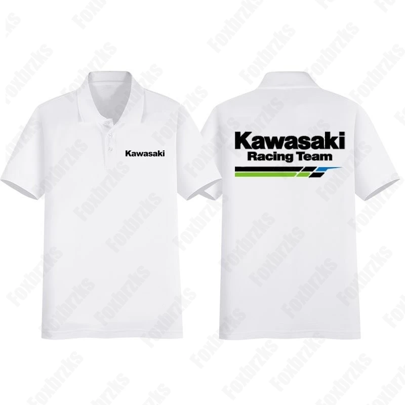 24 New Men Kawasaki Factory Team Racing SBK Motorcycle Cycling Suit Polo Shirt T-shirt KID/Adult Quick-Drying Sports Fitness Top