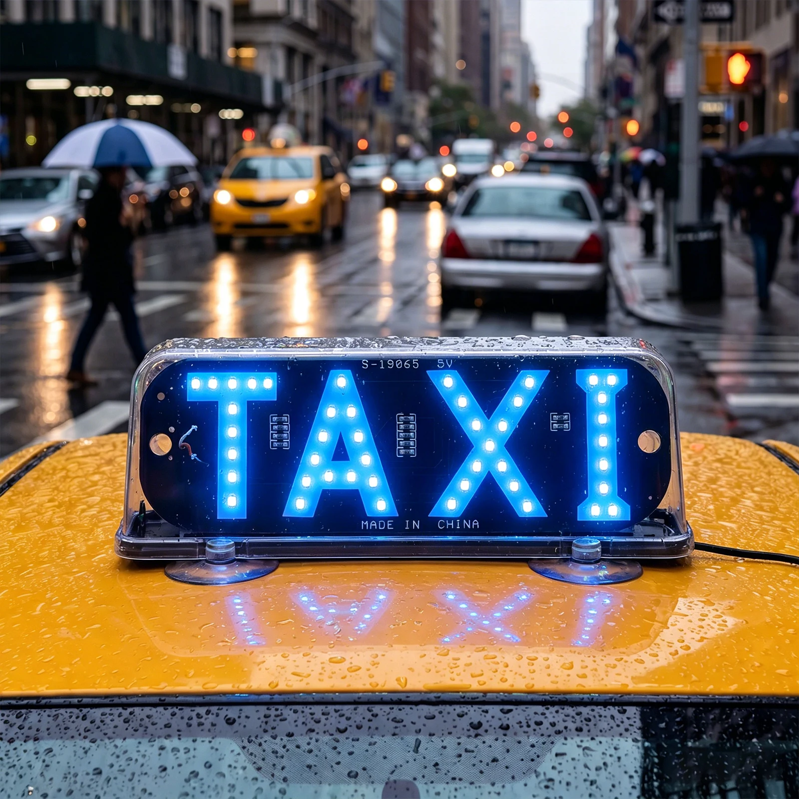 Vibrant Taxi LED Sign Decor with Suction Cups Cab Indicator Lamp Signal Car Window Taxi Lamp for Rideshare Driver