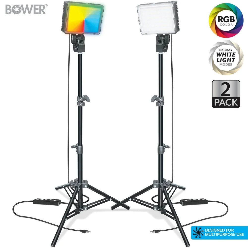 Zestaw 2 szt. lamp LED RGB z regulowanymi statywami, pilotem, do fotografii, streamingu wideo i efektów specjalnych.