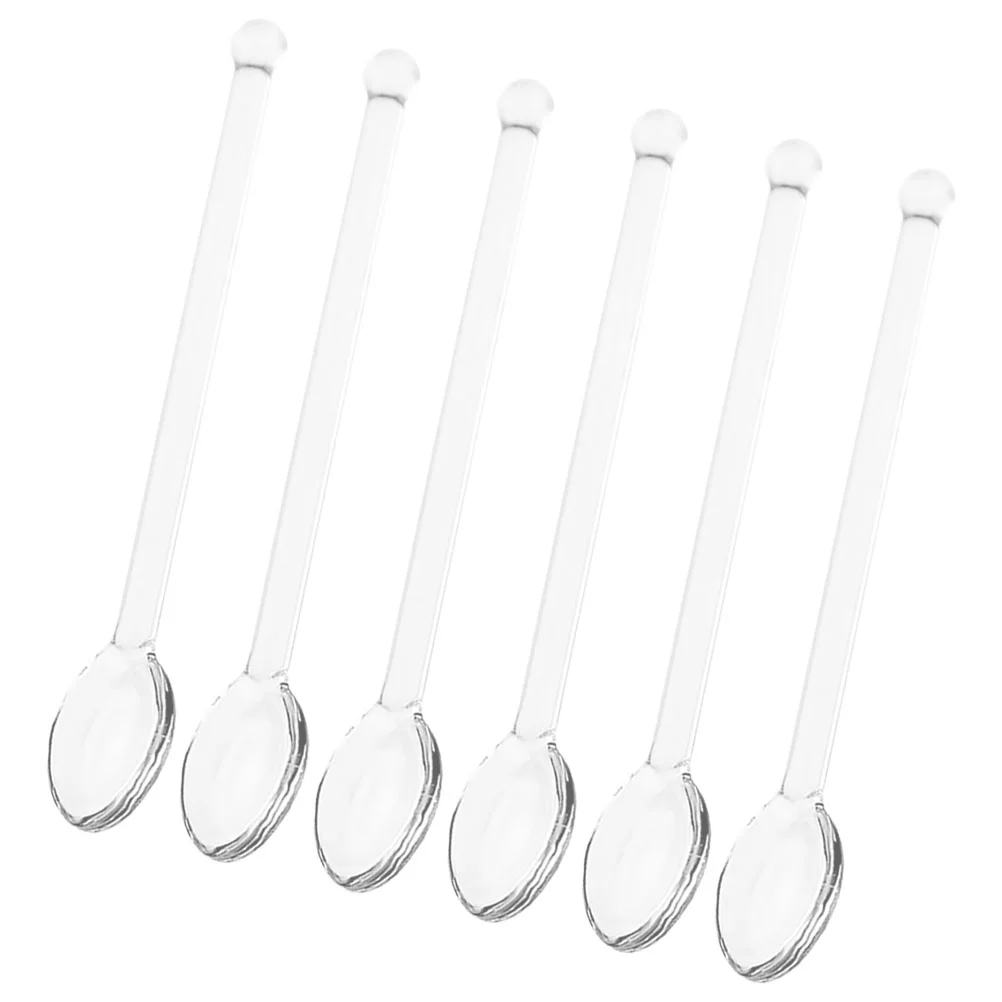 

Glass Spoon Cocktail Stirrers Dessert Crystal Coffee Heat Resistant Spoons Mixing Small Teaspoons Serving Party Stirring