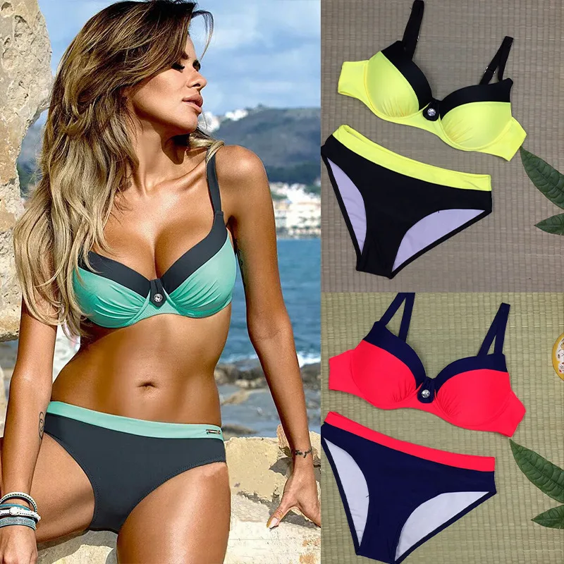 Two Piece Swimwear Women Push Up Sexy Bikinis 2023 Summer Beach Wear Maillot De Bain Plus Size Swimsuit