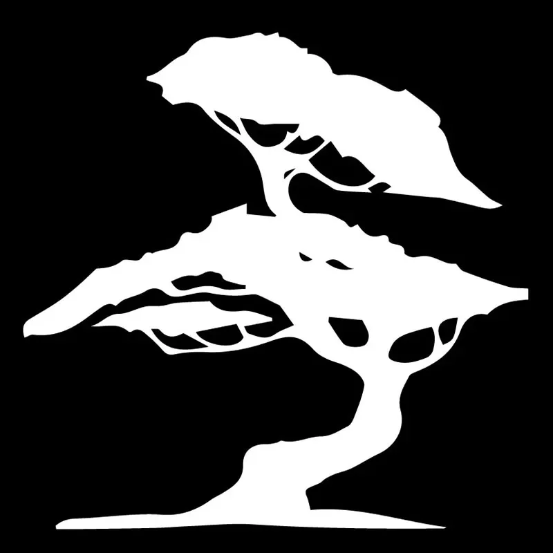 Car Stickers Tree Plant Cartoon Art PVC Car Decoration Accessories Decals Creative Waterproof Sunscreen Black/white,17cm*17cm
