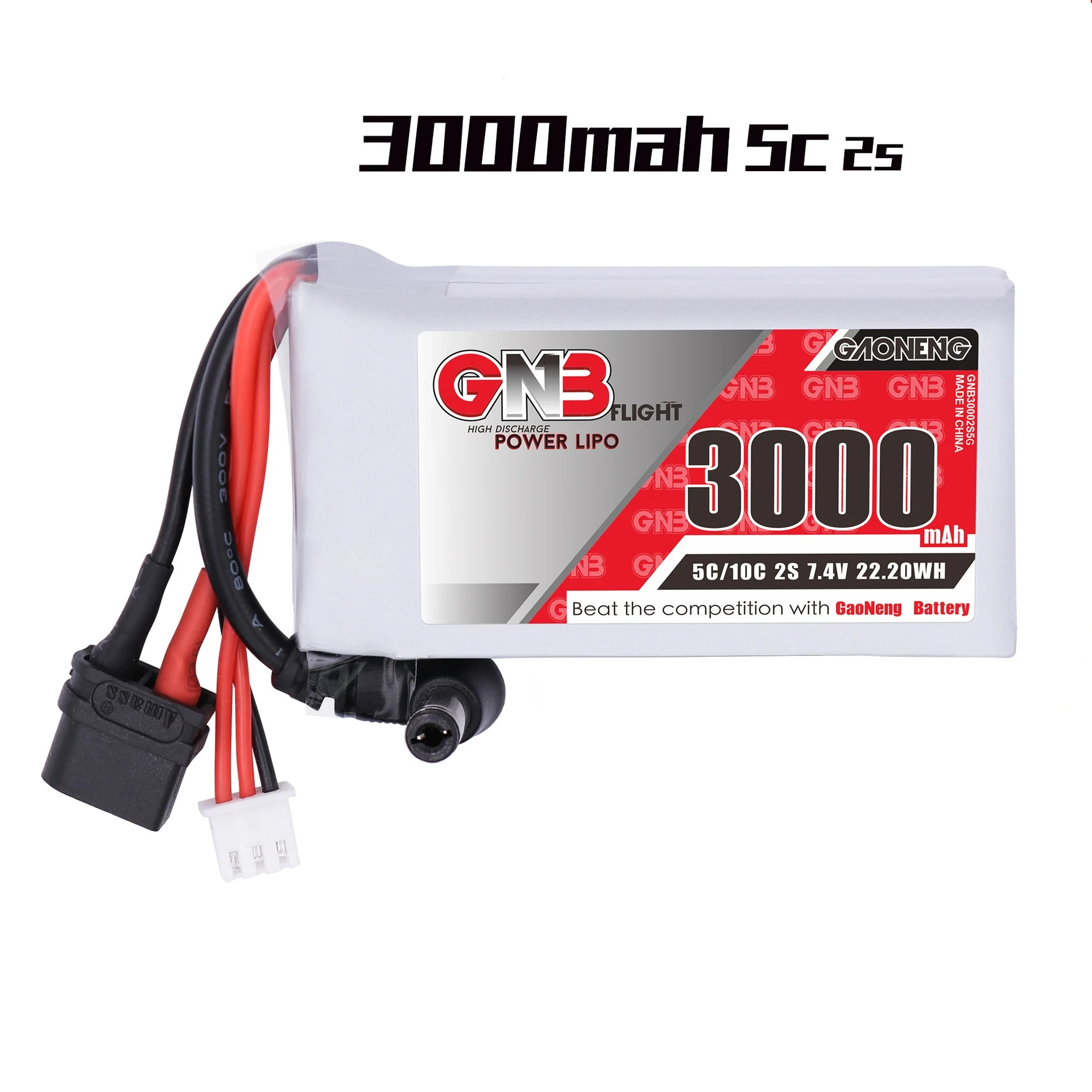 GNB 3000MAH 2S 5C/10C 7.4V Fatshark Glasses Dominator Skyzone Aomway FPV Goggles Lipo Battery Power Indicator