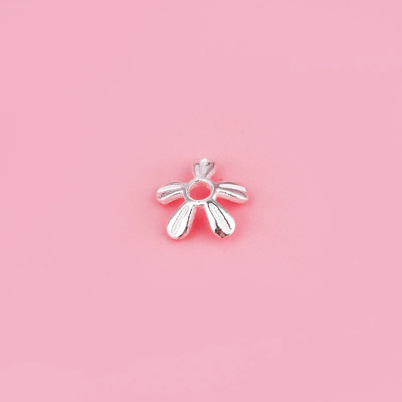 مجموعة زهور من الفضة النقية S925 سوار مصنوع يدويًا مطرز بخمسة بتلات فاصل مطرز بالفضة #4