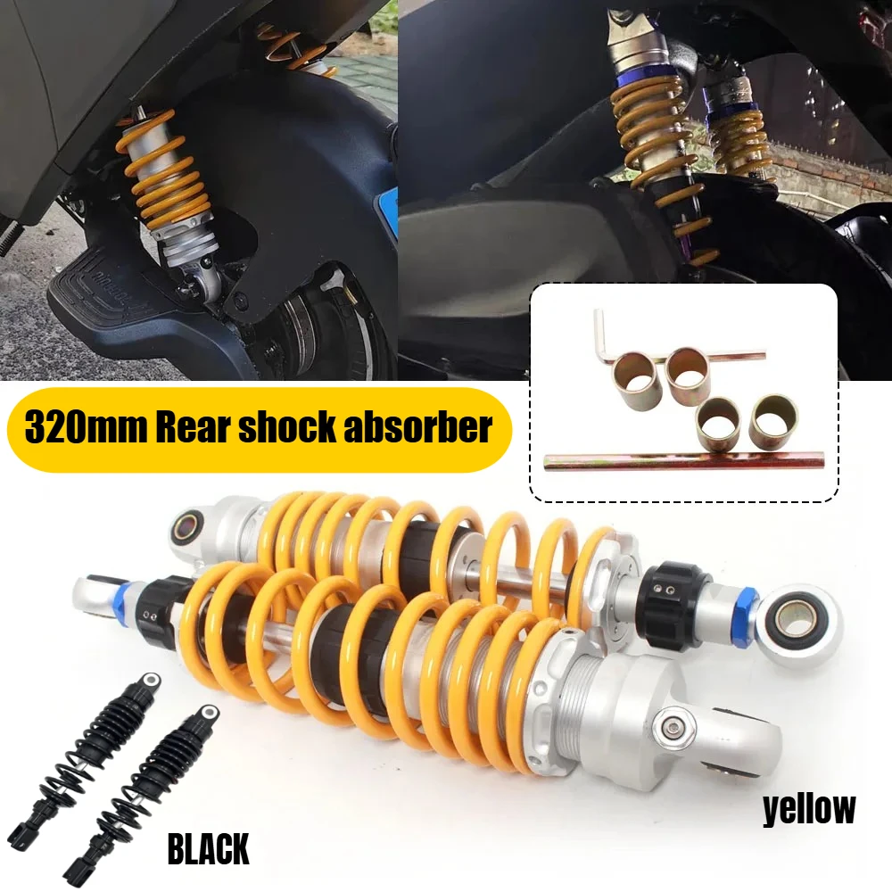 1Pcs Universal 320mm black/yellow Motorcycle Rear Damping Adjust Shock Absorber For Honda Yamaha Kawasaki Suzuki Rear Suspension